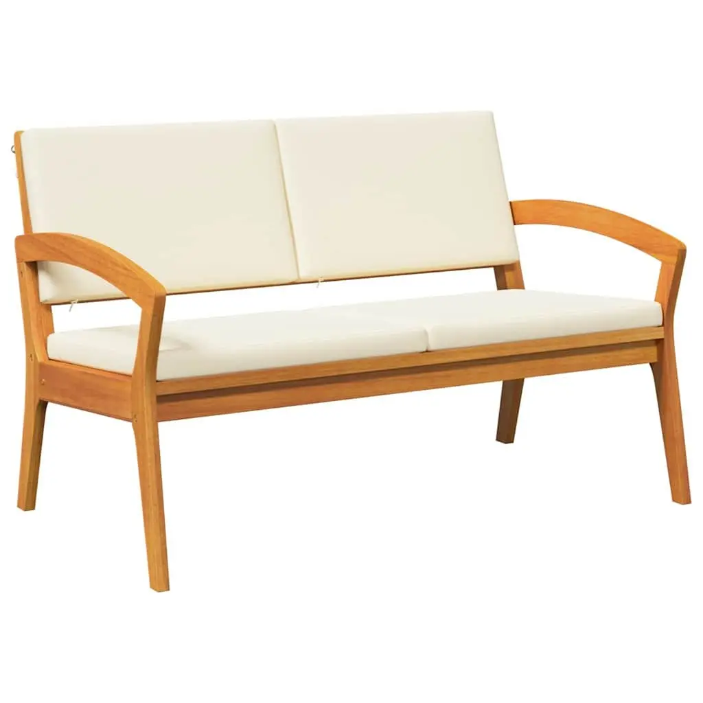 Garden Bench with Cushion in Solid Acacia Wood