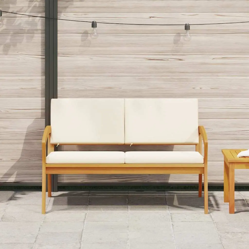 Garden Bench with Cushion in Solid Acacia Wood