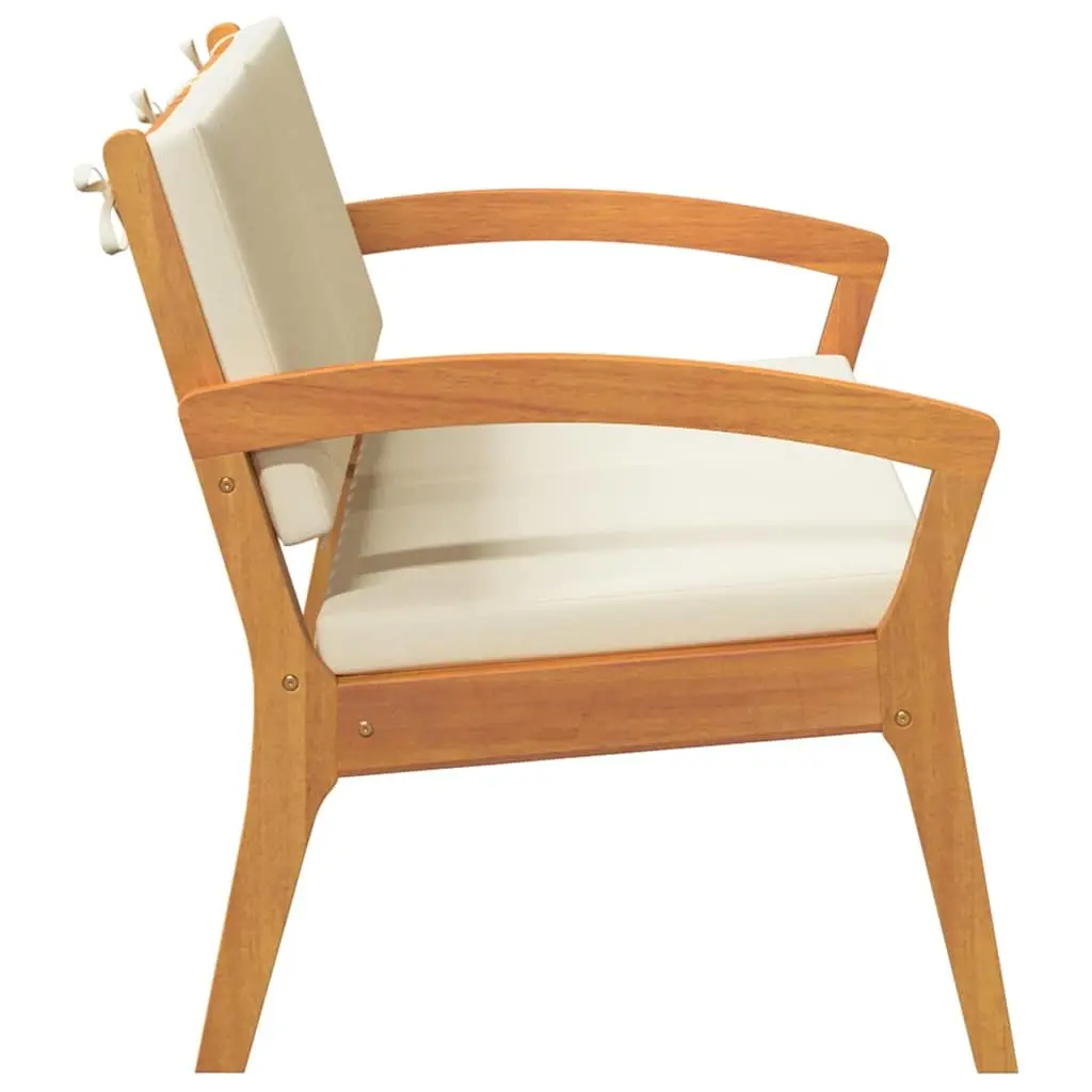 Garden Bench with Cushion in Solid Acacia Wood