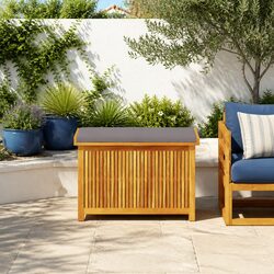 Sturdy Solid Acacia Wood Outdoor Cushion Storage Box