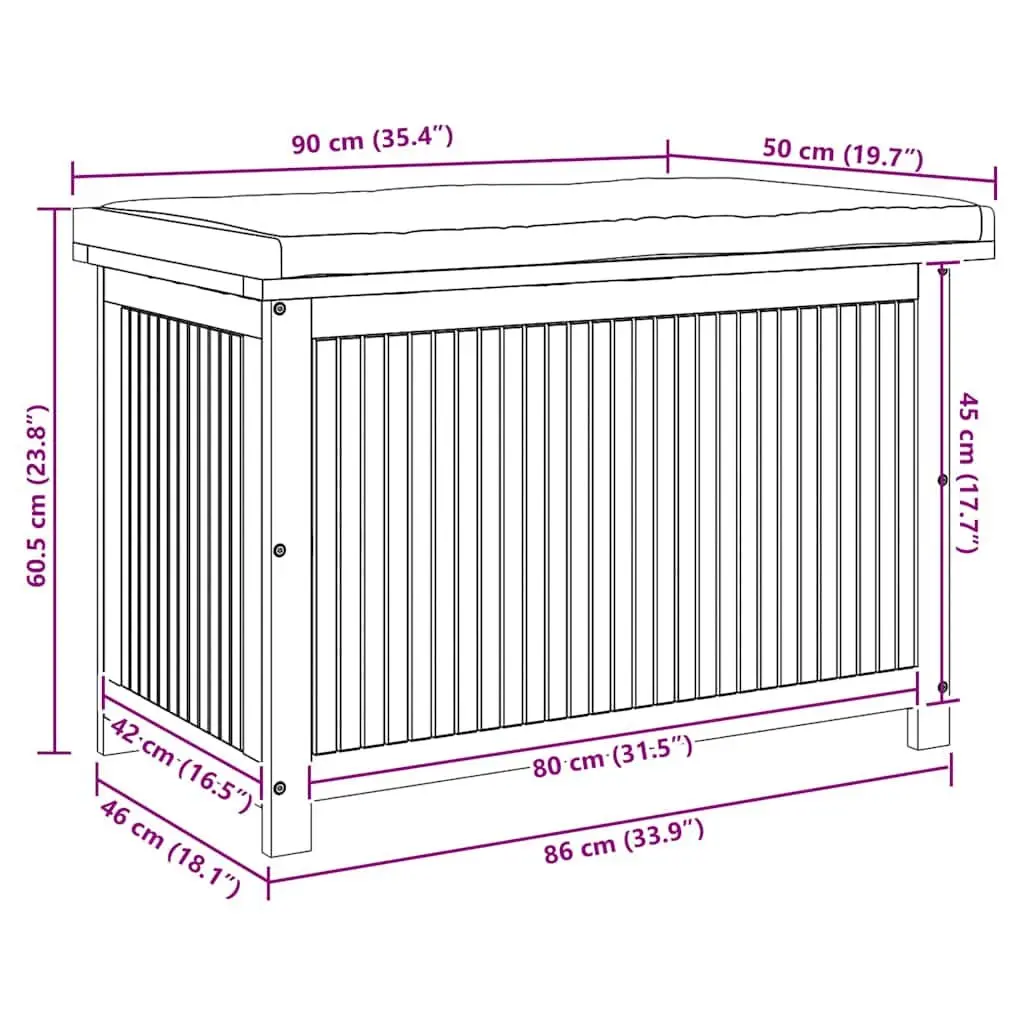 Solid Acacia Wood Outdoor Cushion Storage Box