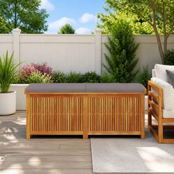 Durable Outdoor Cushion Storage Box in Solid Acacia Wood