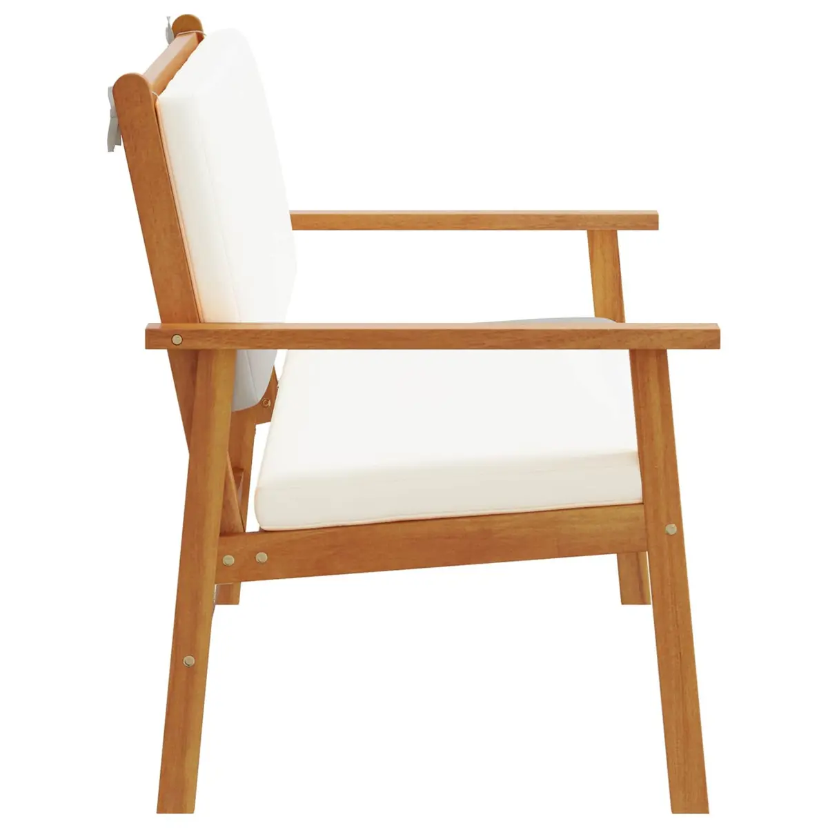 Garden Bench Solid Acacia Wood Cream White Cushion Outdoor Furniture