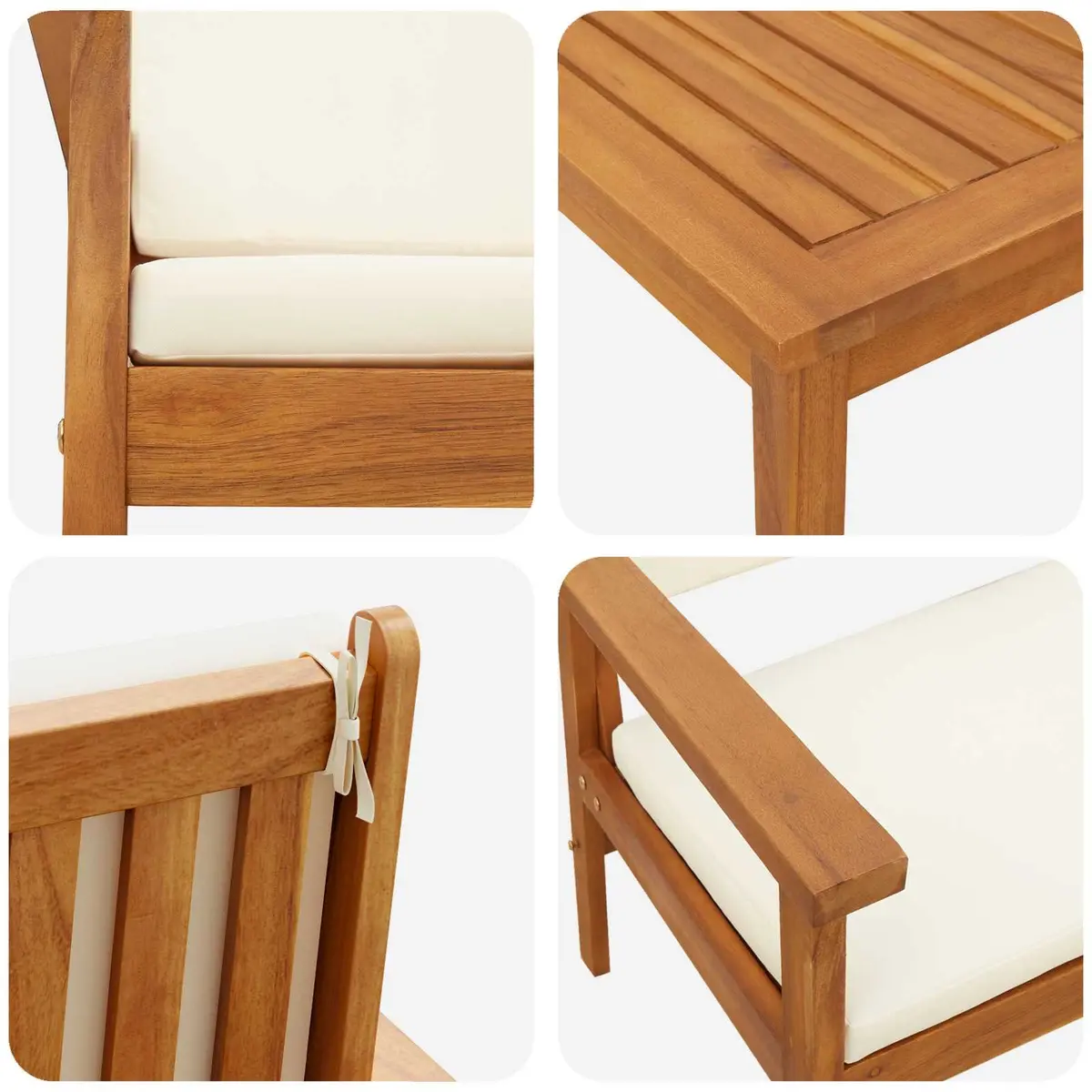 2 Seater Garden Sofa Set with Solid Acacia Frame
