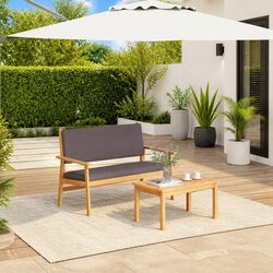 Premium Garden Sofa Set 2 Seater Acacia Wood Anthracite