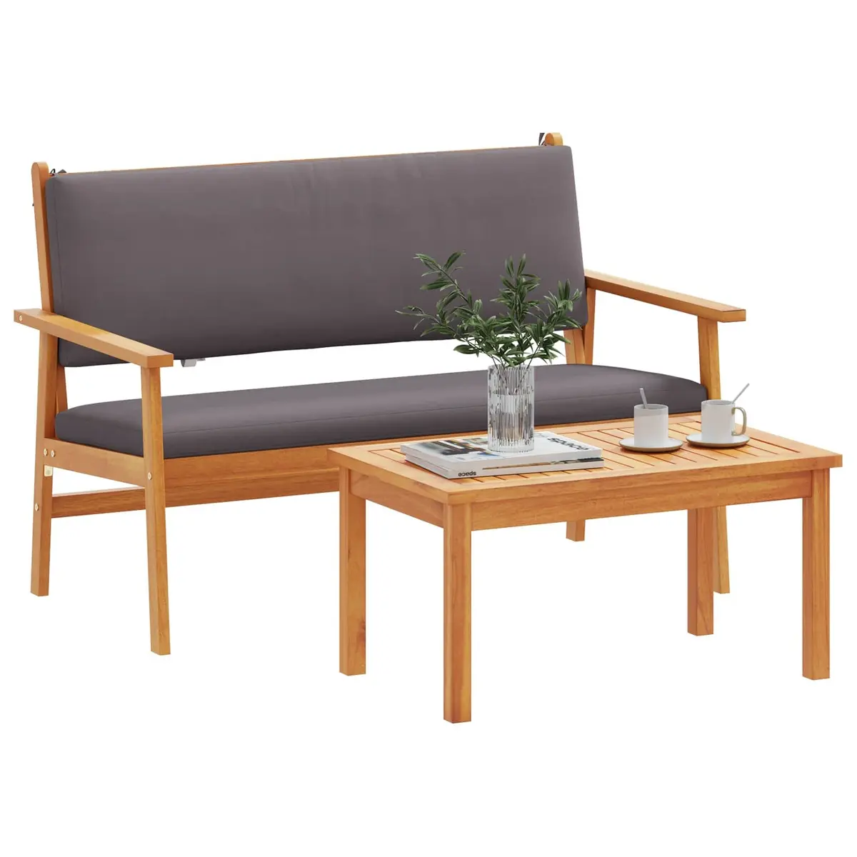 Garden Sofa Set Solid Acacia Wood 2 Piece Anthracite