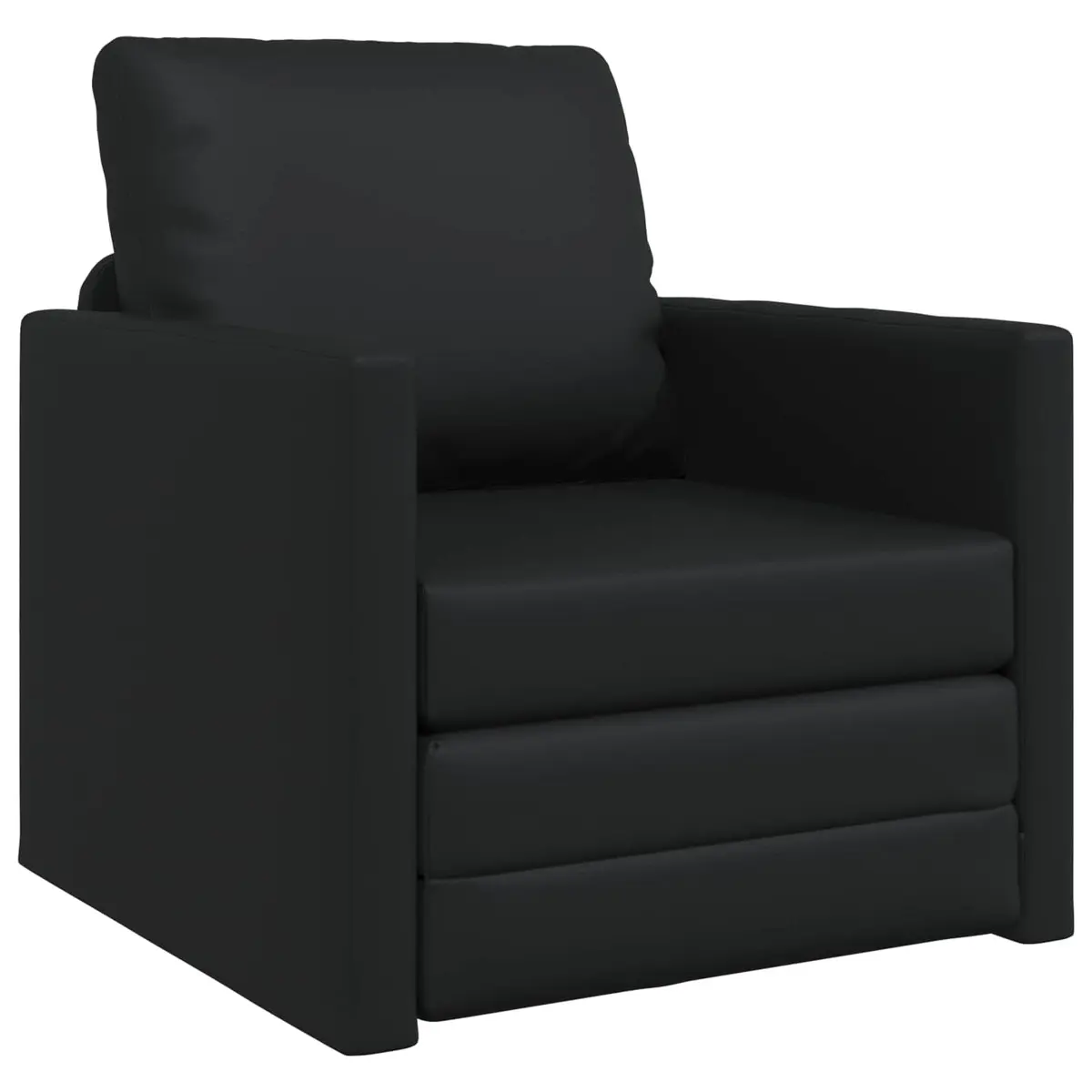 Sofa Bed Faux Leather 60cm Black Modern Convertible