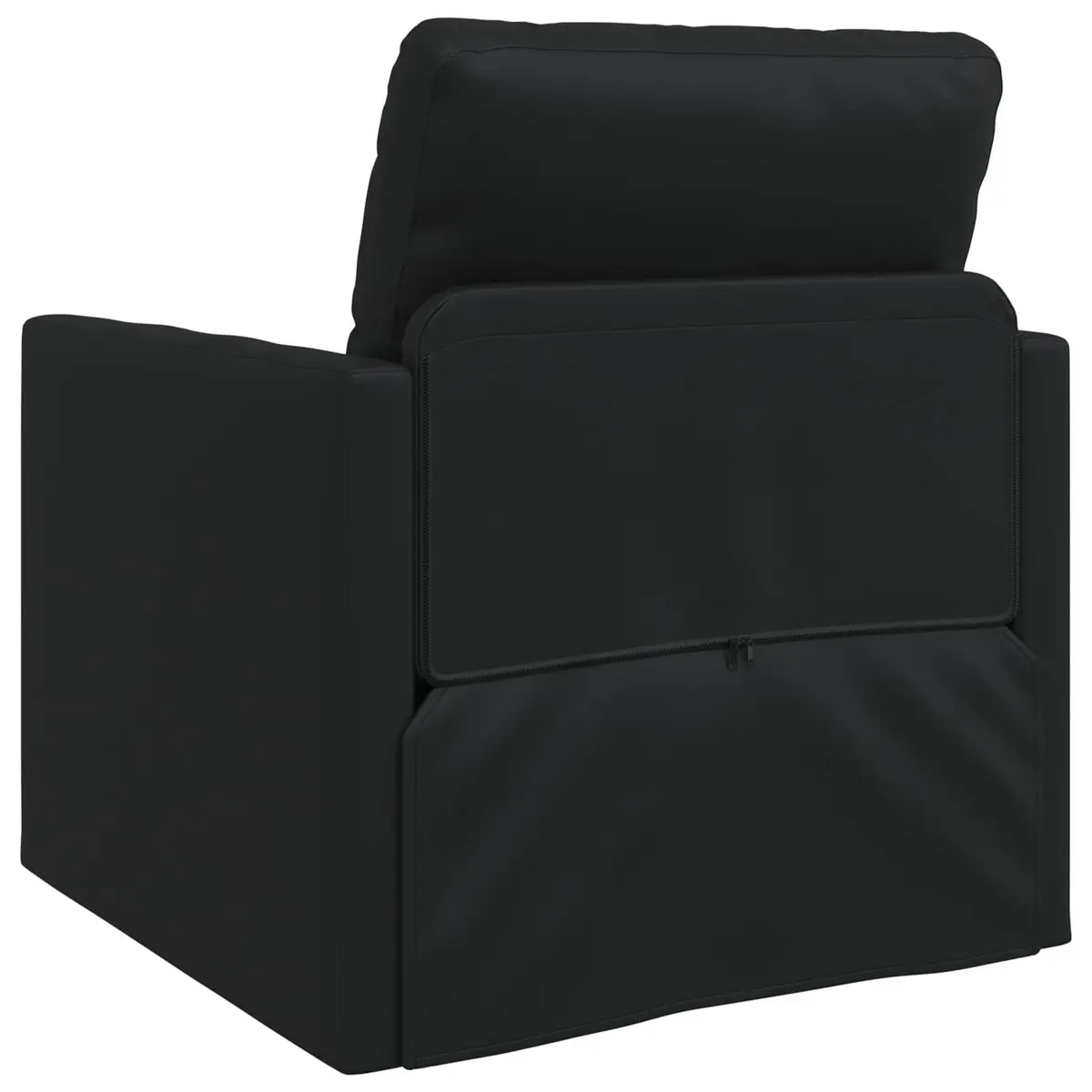 Sofa Bed Faux Leather 60cm Black Modern Convertible