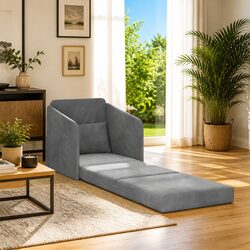 Grey Velvet Sofa Bed with Convertible Design for Modern Living