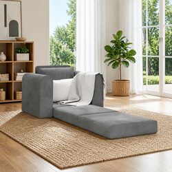 Grey Velvet Sofa Bed with Manual Conversion for Living Rooms