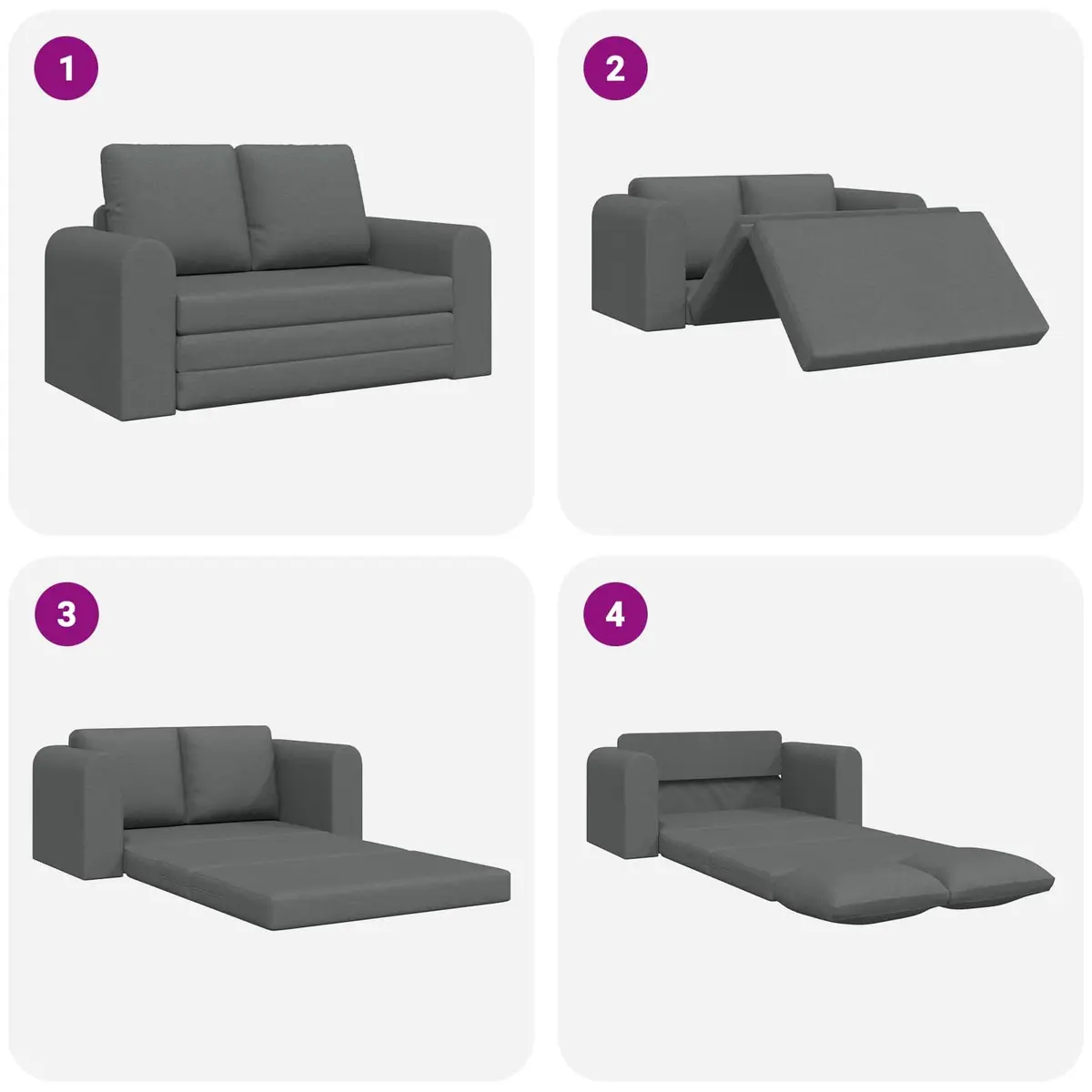 Grey Fabric Convertible Sofa Bed with Durable Build