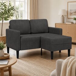 L-Shaped 2-Seater Sofa with Chaise Lounge Corner Couch Grey Linen 125cm