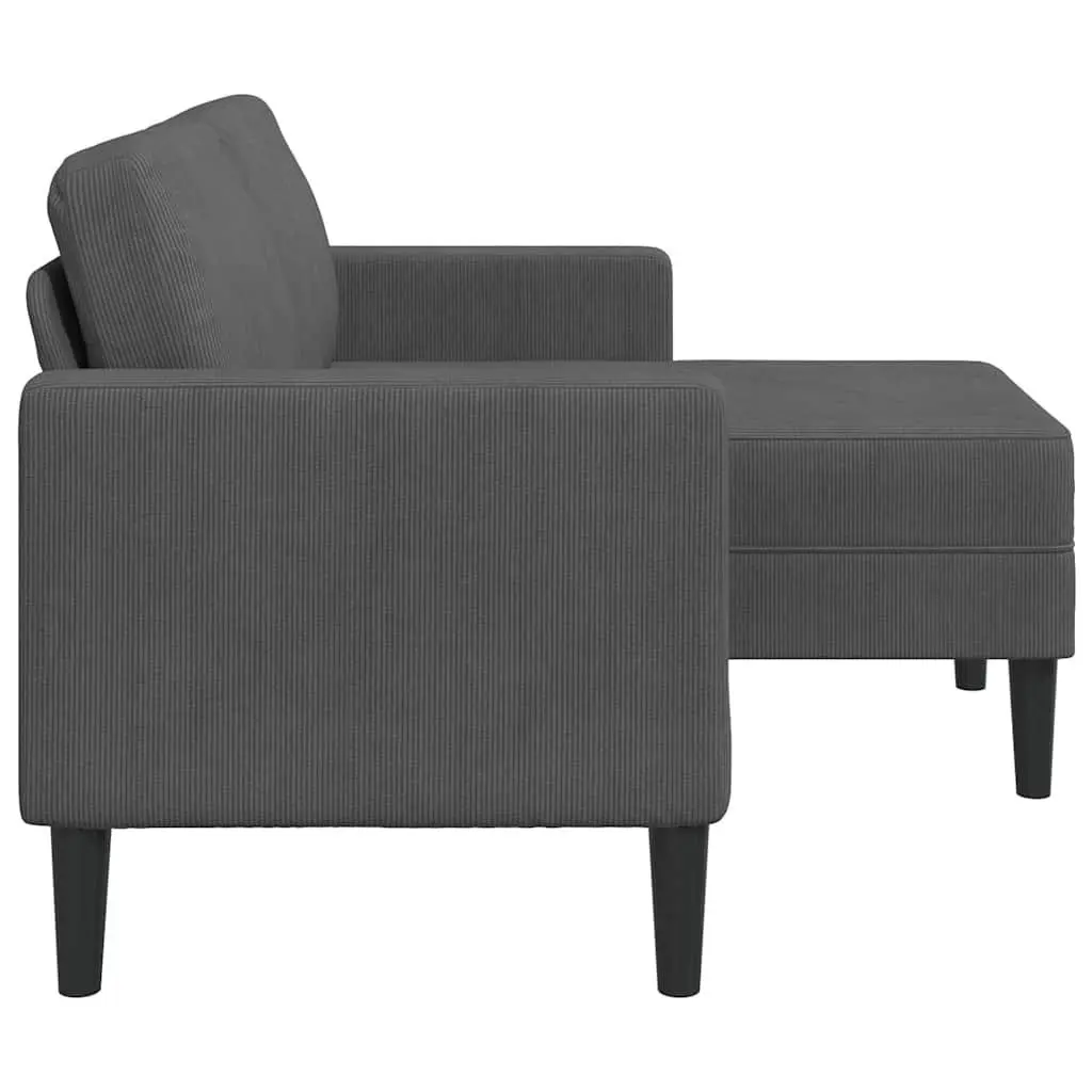 L-Shaped 2-Seater Sofa with Chaise Lounge in Grey