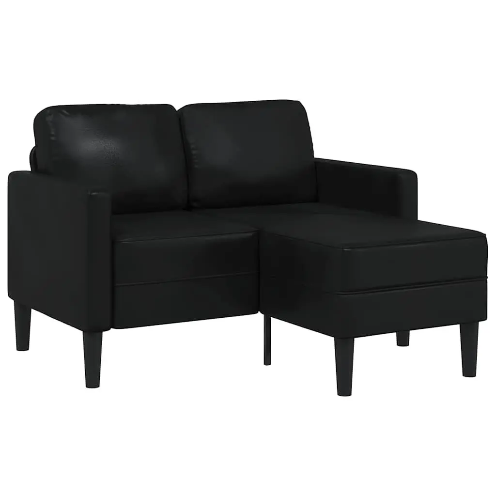 L-Shaped Sofa Faux Leather 2-Seater Black