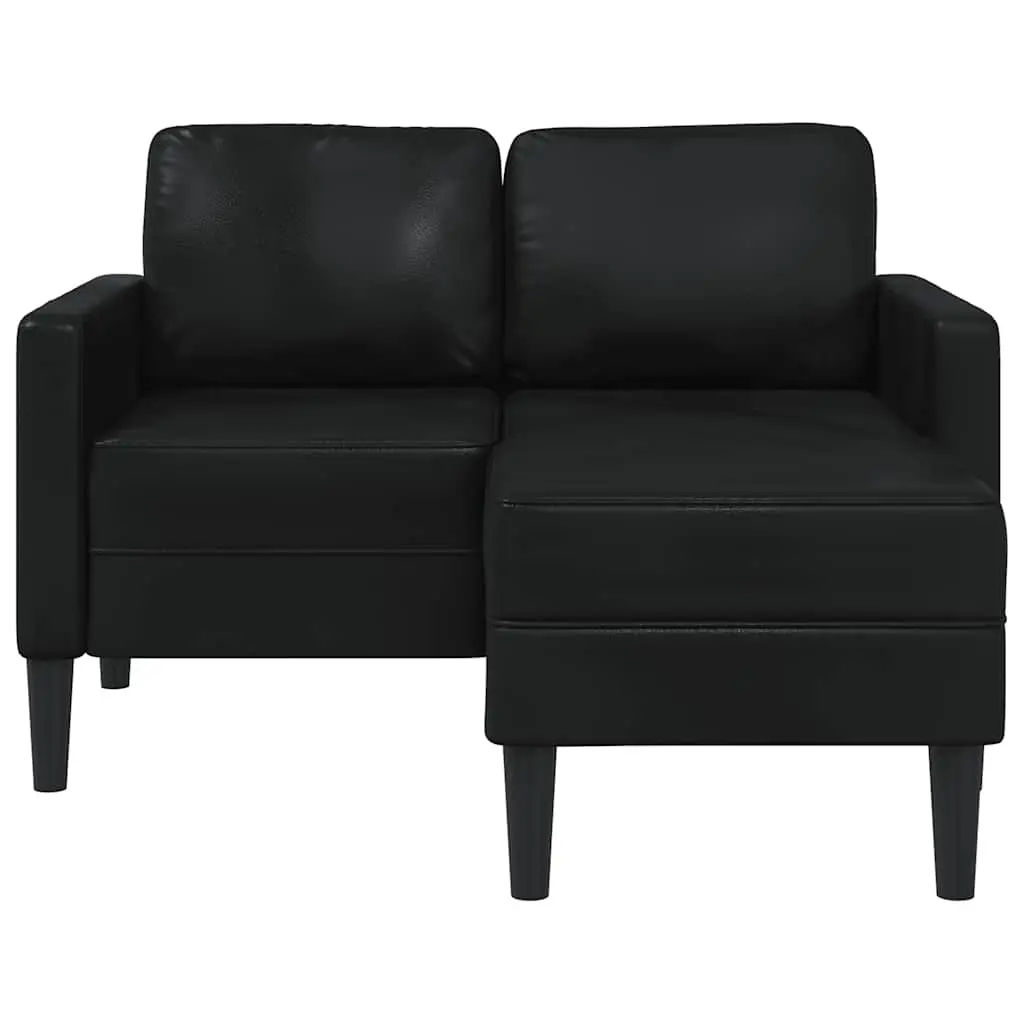 L-Shaped Sofa Faux Leather 2-Seater Black