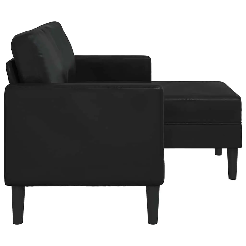 L-Shaped Sofa Faux Leather 2-Seater Black