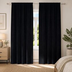Elegant Blackout Curtains - 2 pcs Velvet Black 140 x 225 cm