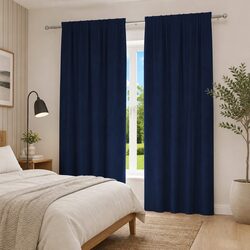 Elegant Dark Blue Velvet Blackout Curtains 2 pcs