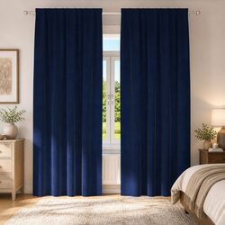 Blackout Curtains 2 Panels Dark Blue 140x260cm Velvet Light Blocking Window