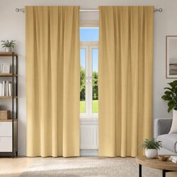 Beige Blackout Curtains with Rings – 2 pcs, 245 x 140 cm
