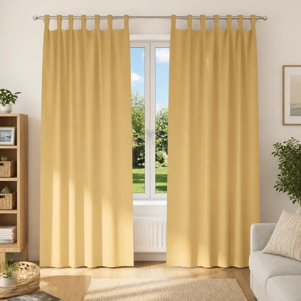 Beige Blackout Curtains with Rings 2 Panels 245 x 140 cm