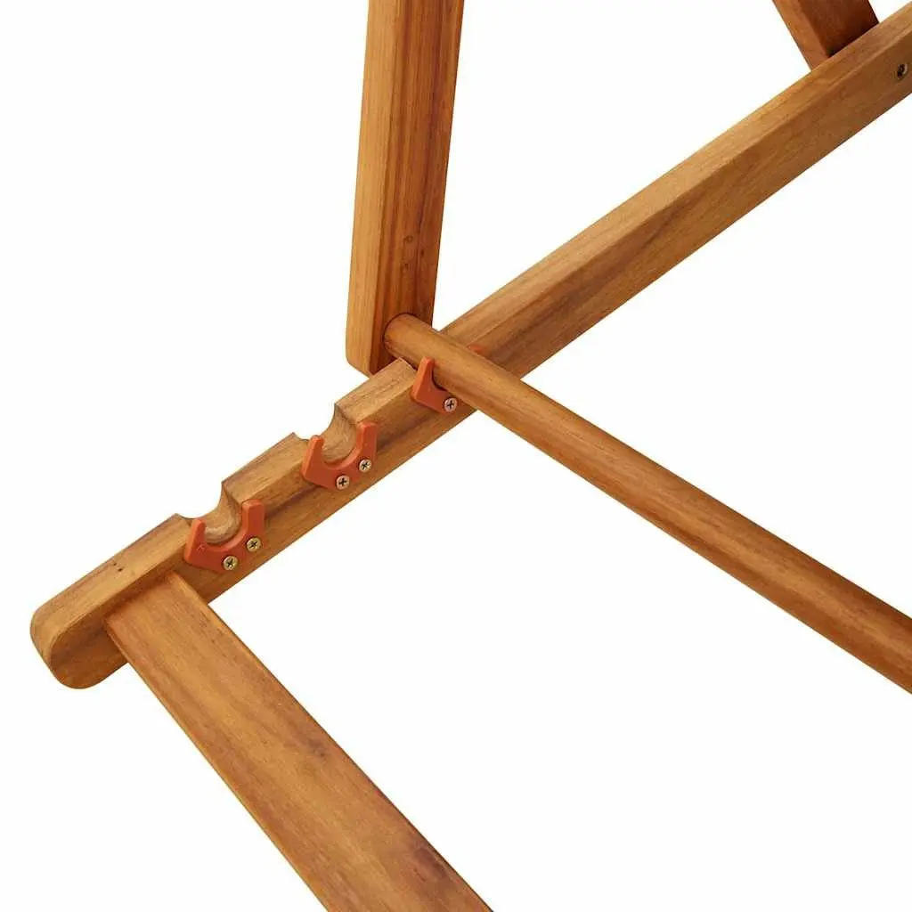 Folding Beach Chair Acacia Wood Textilene Black Outdoor Seating