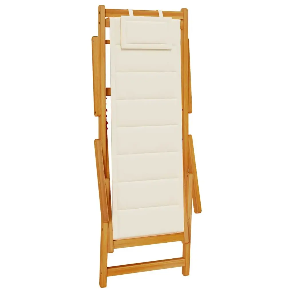 Cream Folding Beach Chair with Armrests for Relaxation