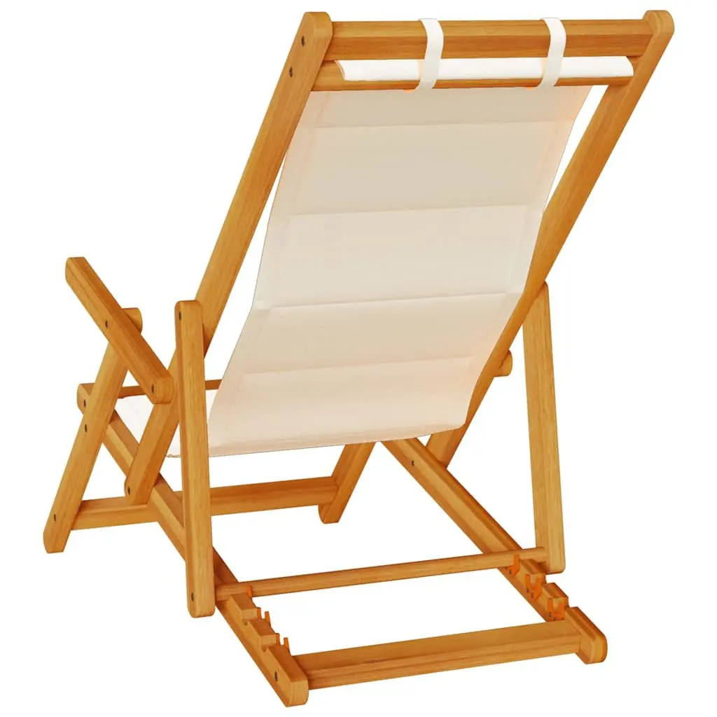 Cream Folding Beach Chair with Armrests for Relaxation