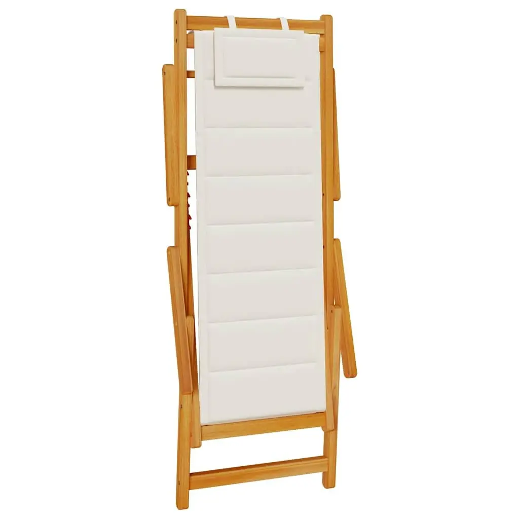 Grey Acacia Wood Folding Beach Chair with Armrests