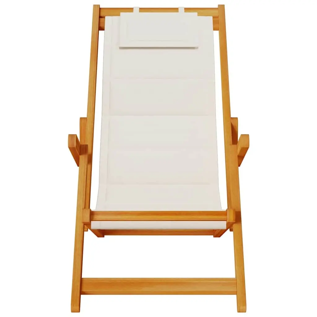 Grey Acacia Wood Folding Beach Chair with Armrests