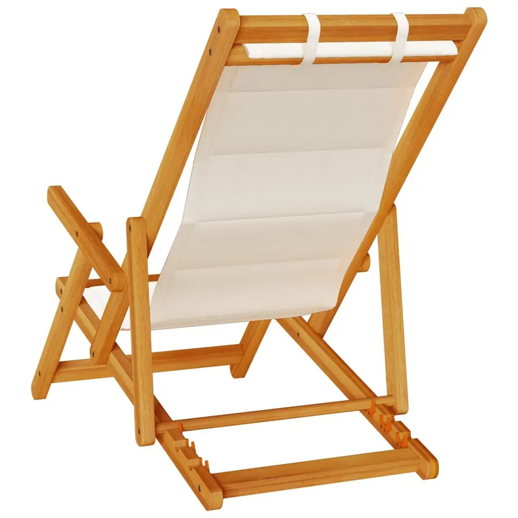 Grey Acacia Wood Folding Beach Chair with Armrests