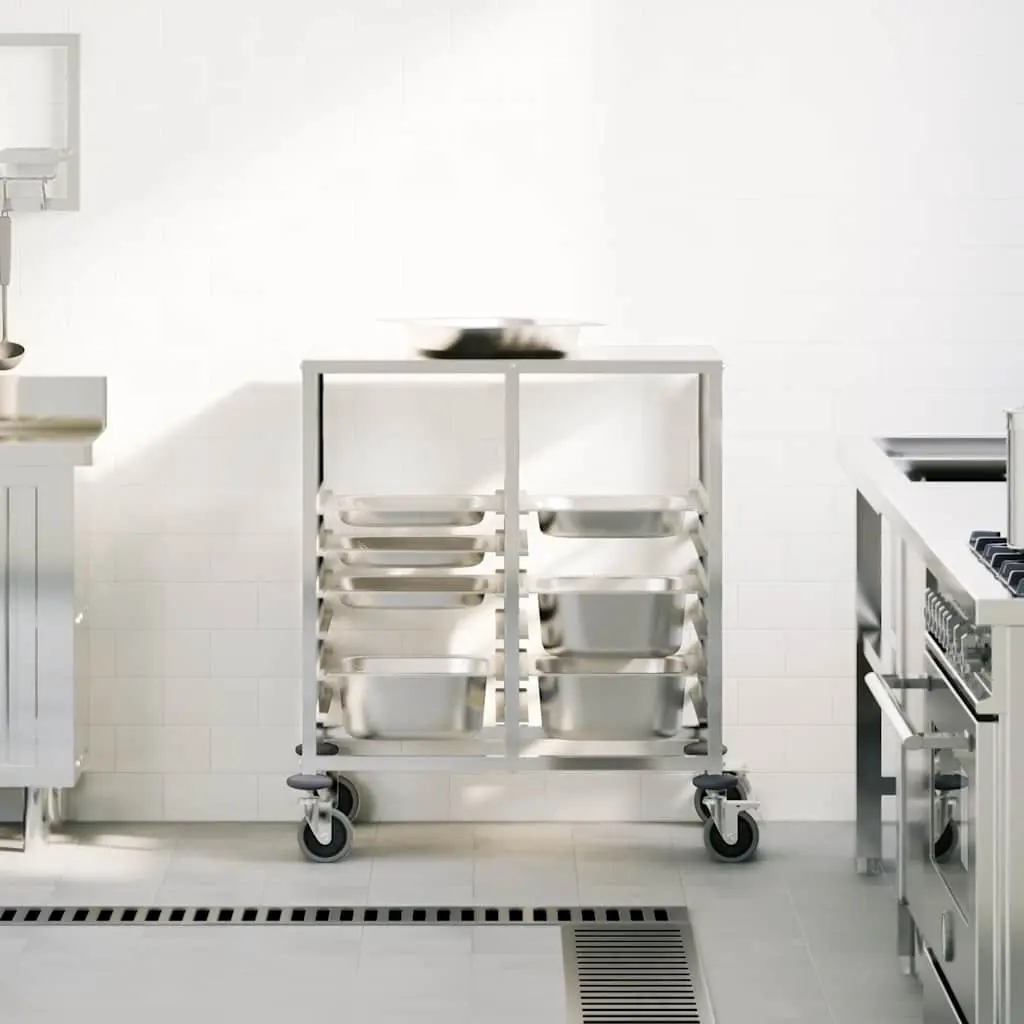 Tray Trolley Stainless Steel 75 x 55 x 87 cm Silver