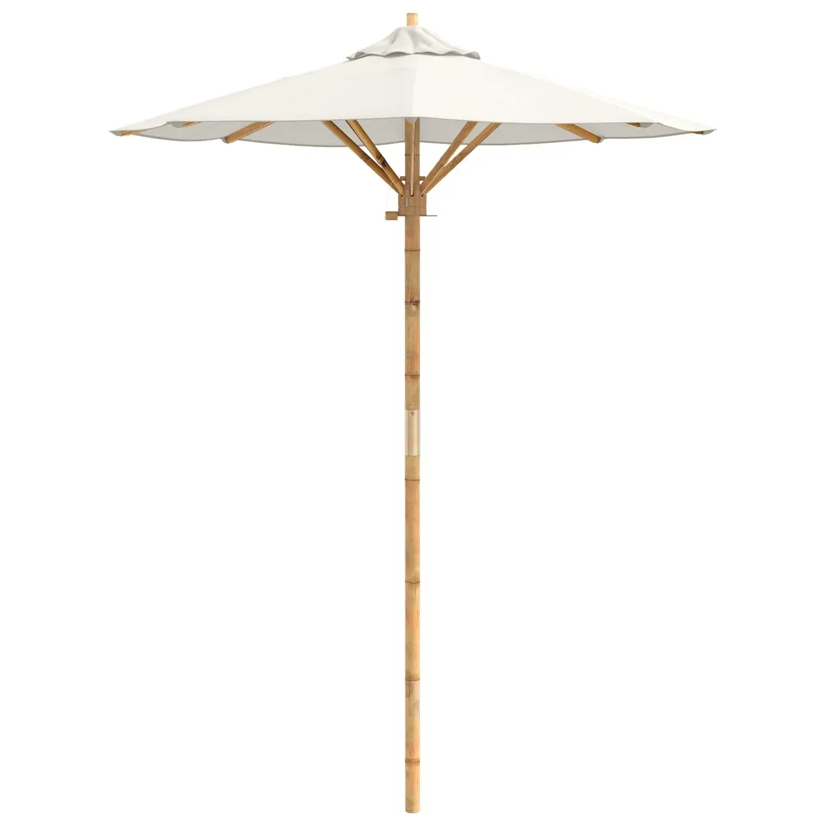 Bamboo Frame Cream White Round Outdoor Umbrella