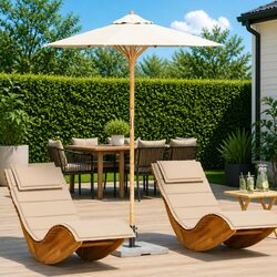Durable Garden Parasol with Bamboo Frame in Cream White