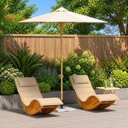 Durable Garden Parasol with Bamboo Frame and Round Canopy