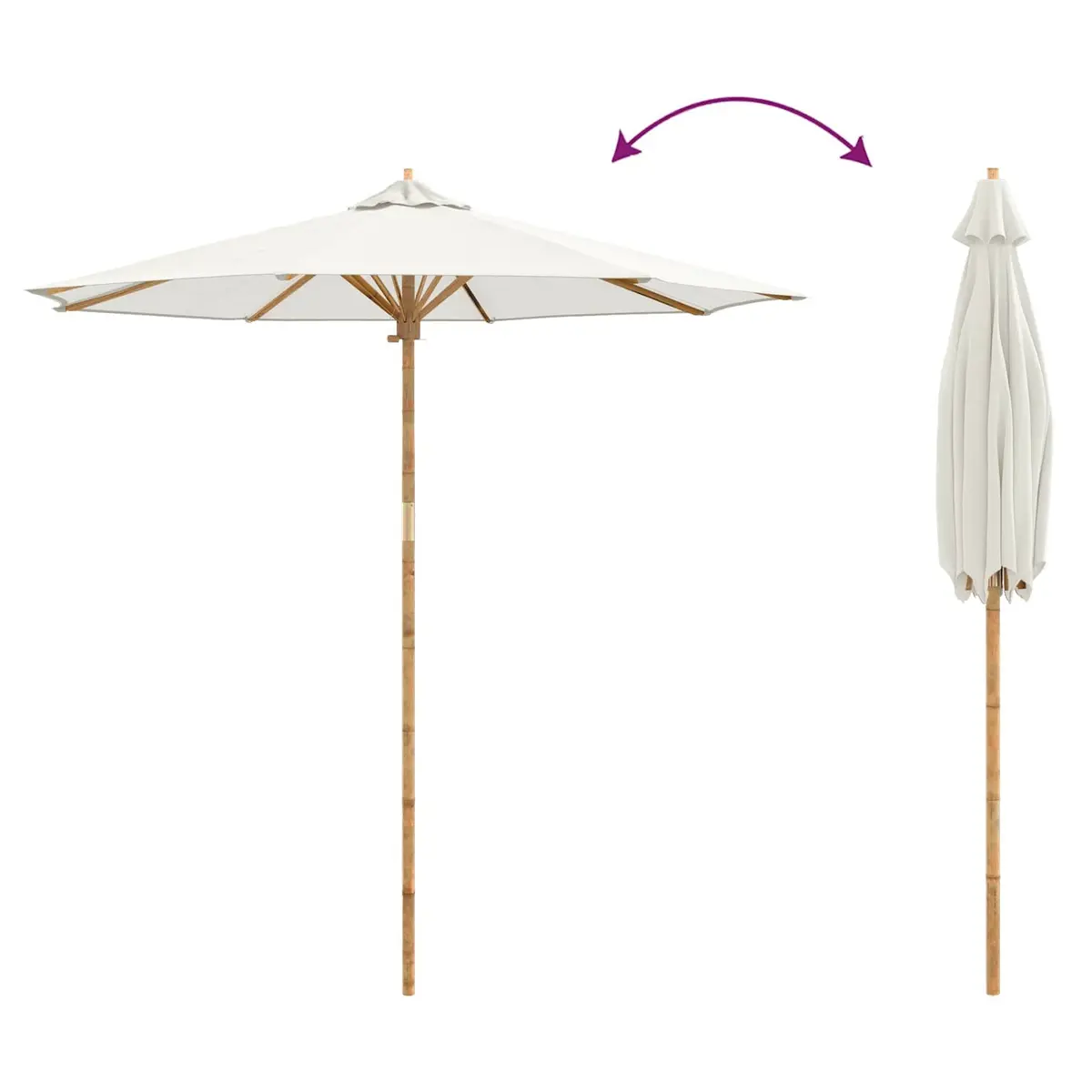 Garden Parasol with Bamboo Frame and Round Canopy