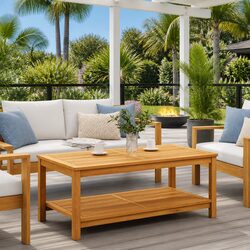 Durable Side Table Crafted from Solid Acacia Wood 110cm