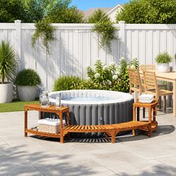 Half-Round Acacia Wood Hot Tub Surround in Brown