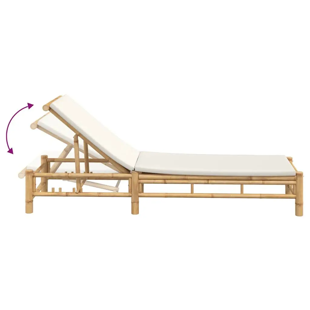 Sun Lounger with Adjustable Backrest and Cushions