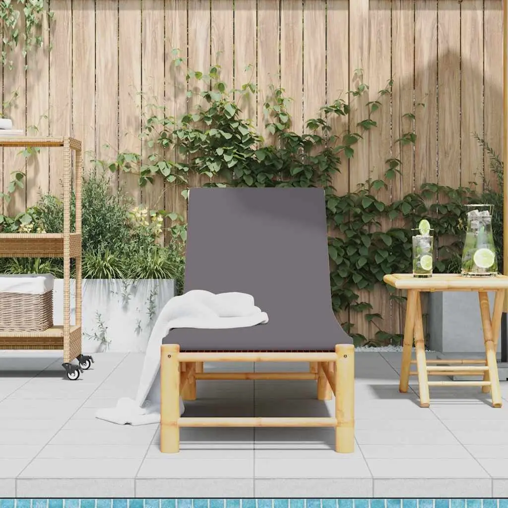 Bamboo Sun Lounger with Adjustable Backrest for Comfort