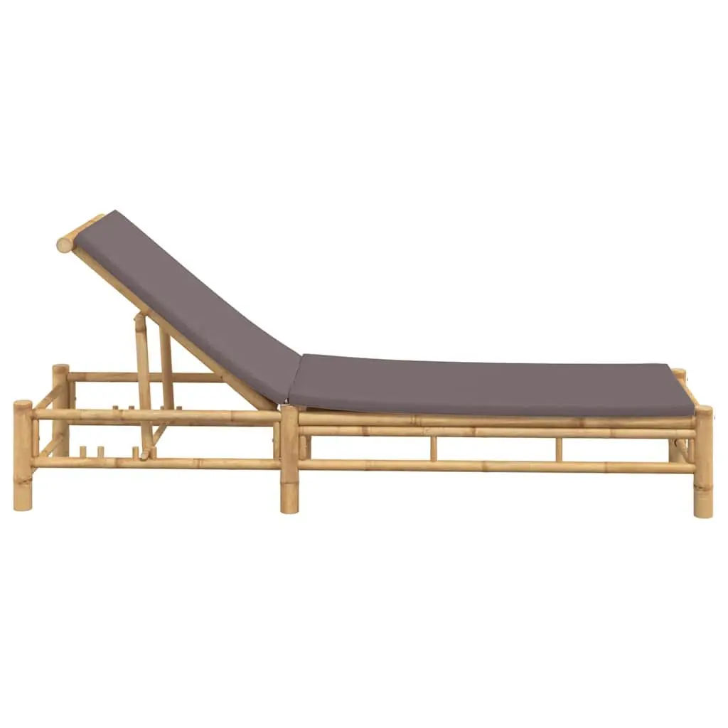 Bamboo Sun Lounger with Adjustable Backrest for Comfort