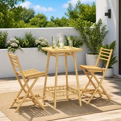 Outdoor Bar Stools with Footrests Foldable Garden Seating Backrest Brown 2pc
