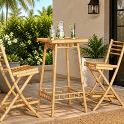Durable Bamboo Square Outdoor Bar Table 55x55x100 cm