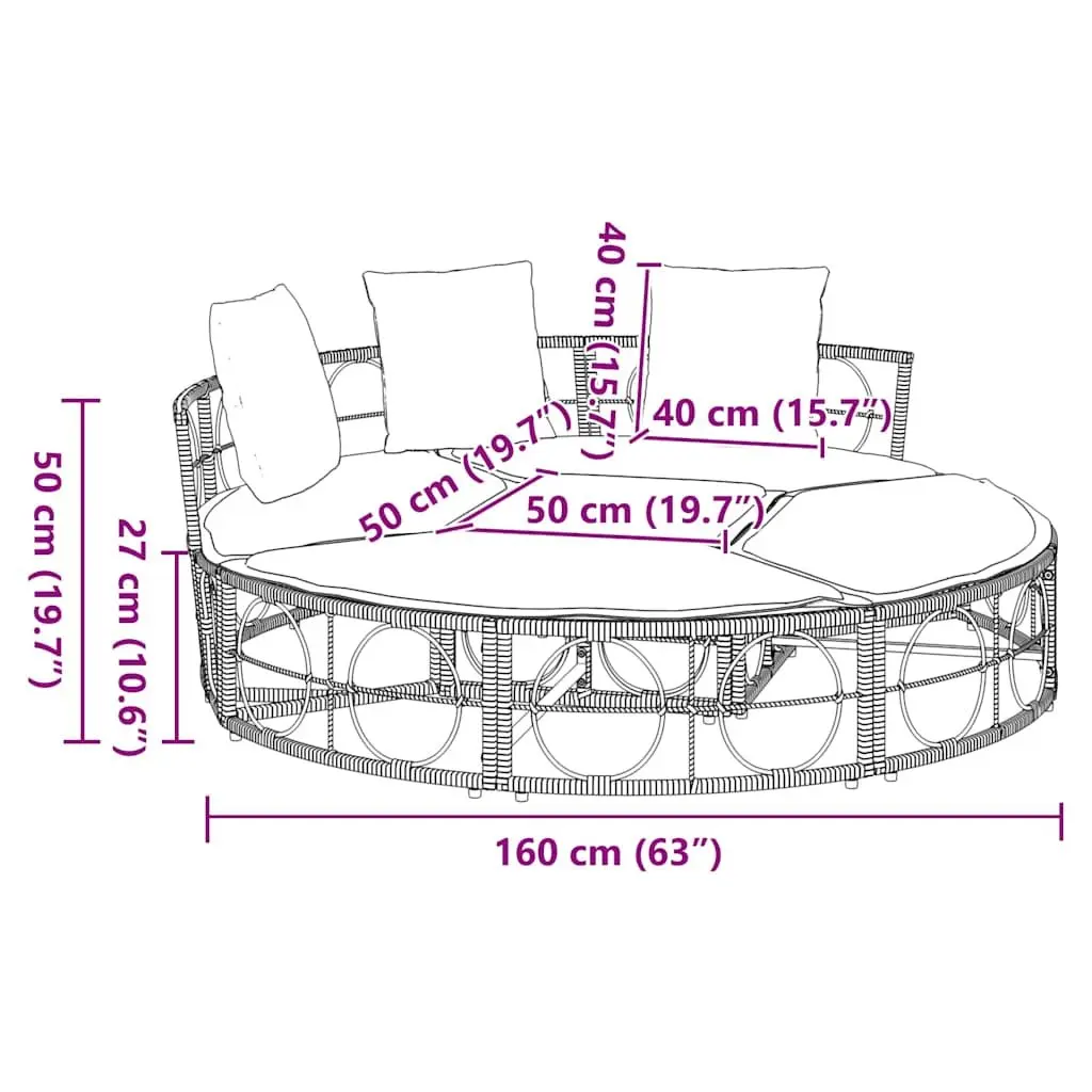 Modular Outdoor Lounge Bed with Cushions