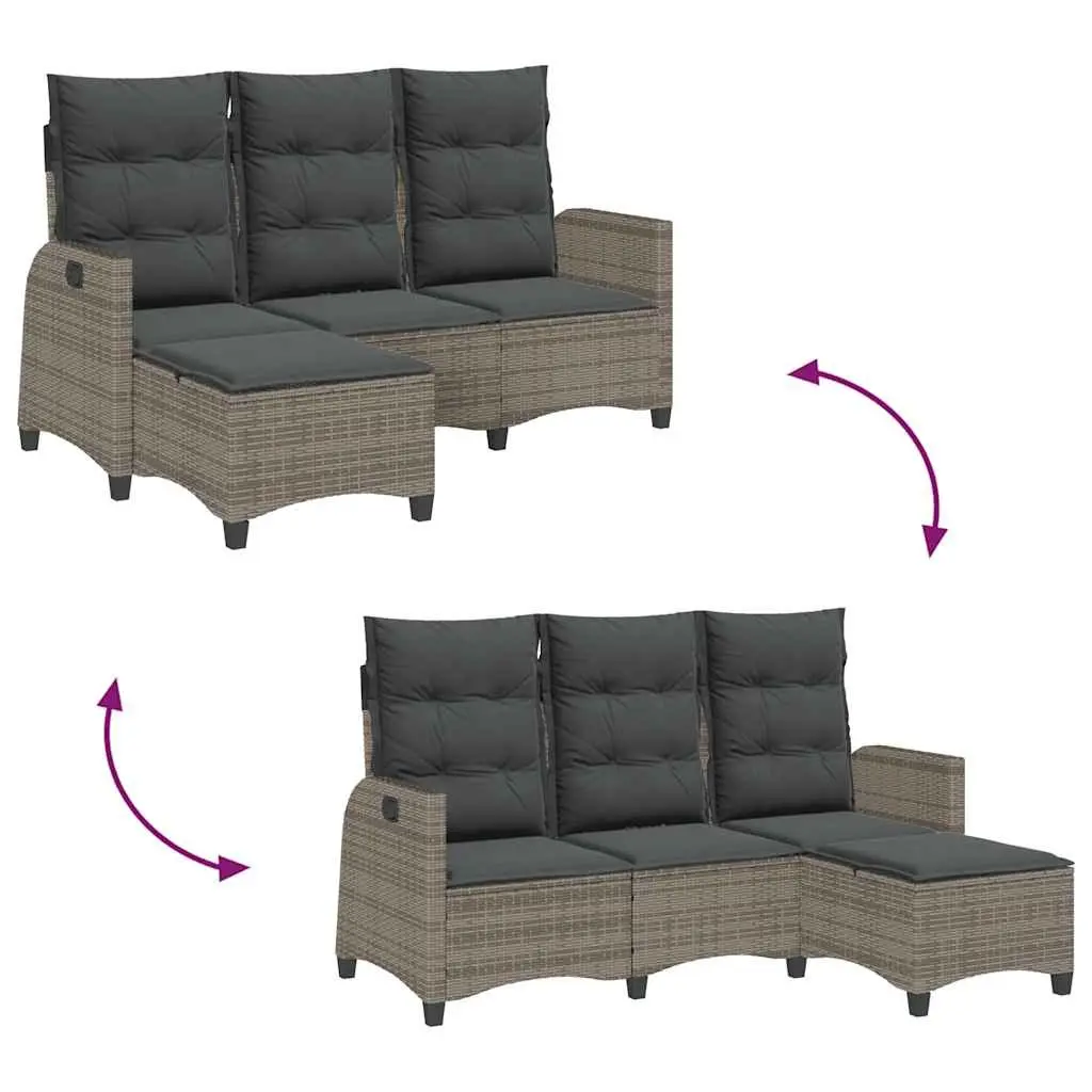L-Shaped Garden Sofa PE Rattan Grey Outdoor Seating with Cushions