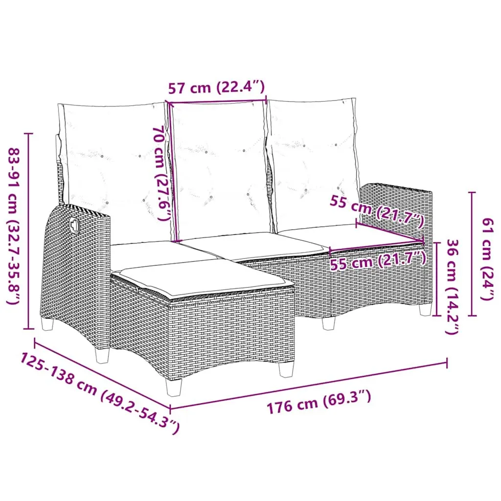 L-Shaped Garden Sofa PE Rattan Grey Outdoor Seating with Cushions