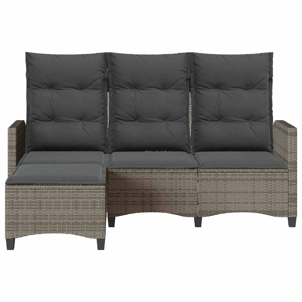L-Shaped Garden Sofa PE Rattan Grey Outdoor Seating with Cushions