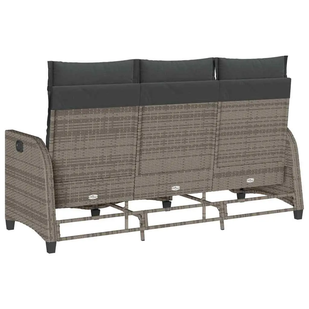 L-Shaped Garden Sofa PE Rattan Grey Outdoor Seating with Cushions