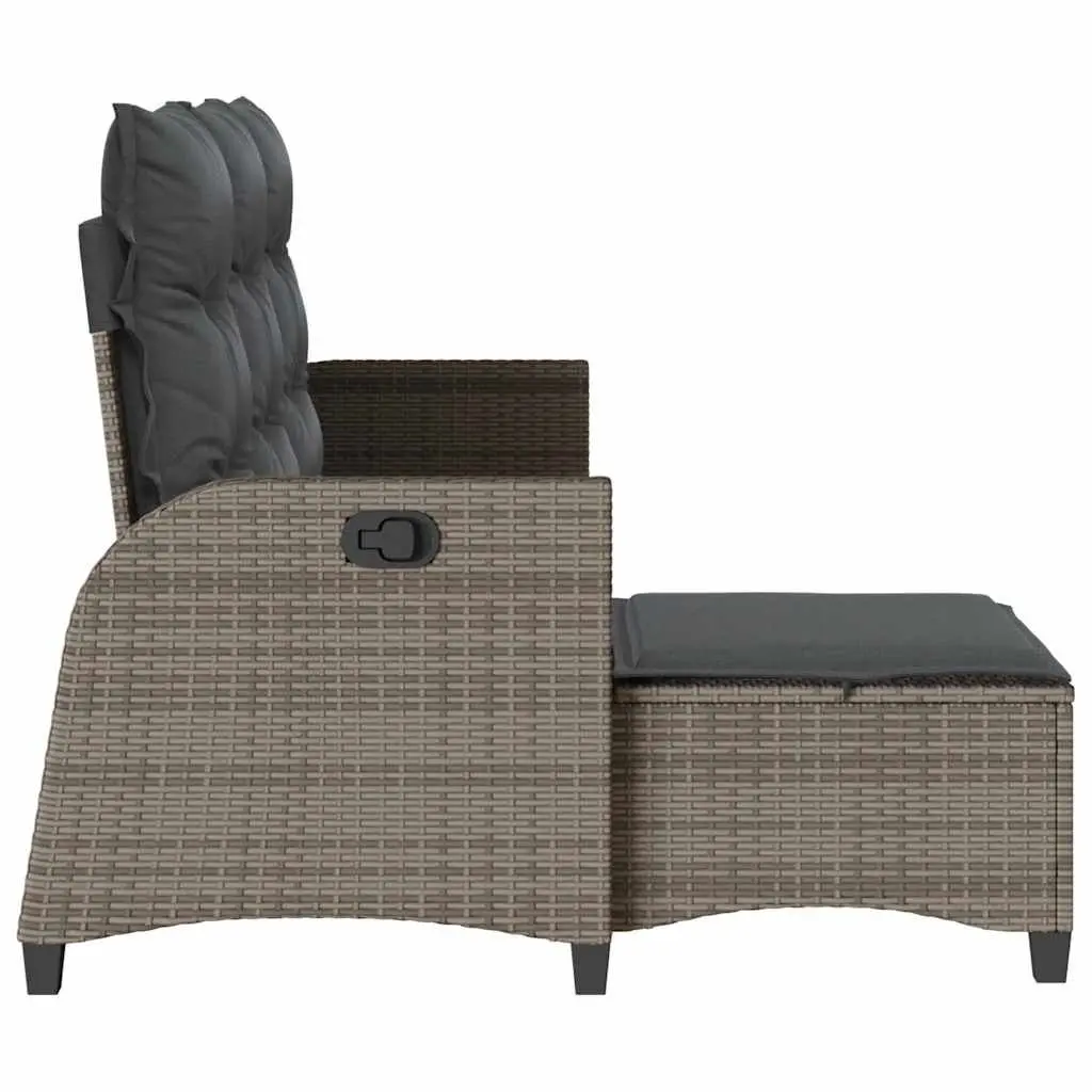 L-Shaped Garden Sofa PE Rattan Grey Outdoor Seating with Cushions