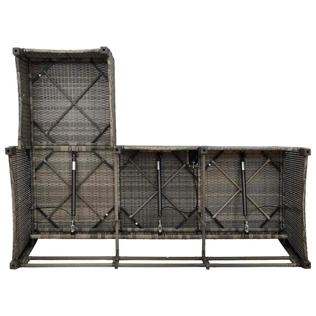 L-Shaped Garden Sofa PE Rattan Grey Outdoor Seating with Cushions